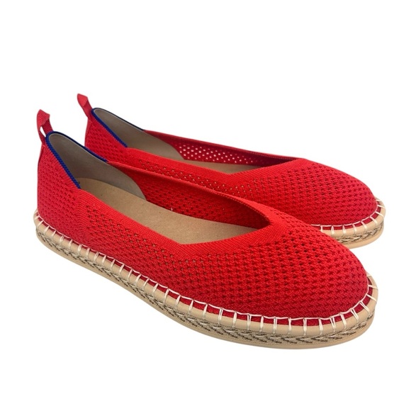 Rothy's The Espadrille Flats Red Hot Size 9 Jute Midsole NWOB No Ankle Laces - Picture 1 of 9